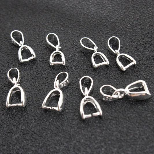 10Pcs 925 Stering Silver Plated Copper Pendant Pinch Bail Clasps Necklace Hooks Clips Connectors DIY Jewelry Making Accessories