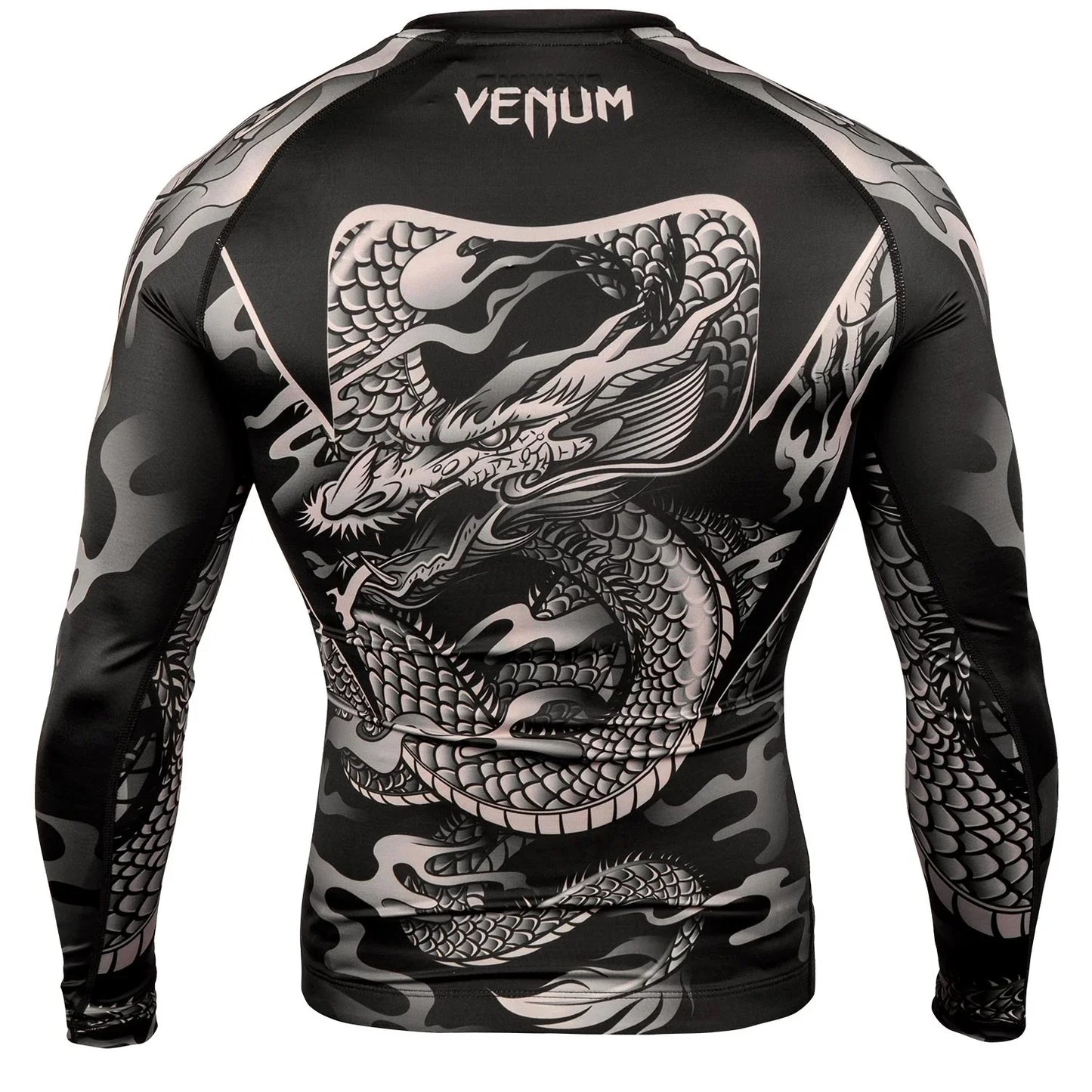 Men's Tight Long-Sleeve Sports Shirt with Dragon Print Breathable Stretch Fabric for MMA Fitness Training Daily Wear