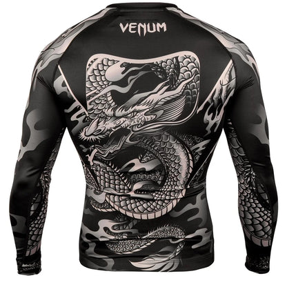 Men's Tight Long-Sleeve Sports Shirt with Dragon Print Breathable Stretch Fabric for MMA Fitness Training Daily Wear