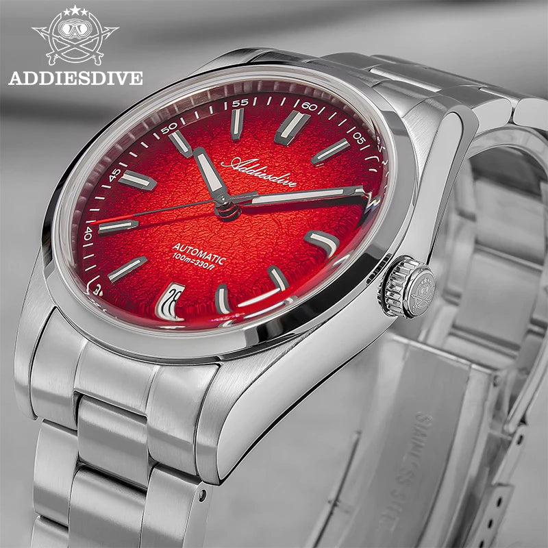 ADDIESDIVE Watch For Gift 39mm Automatic Mechanical Domed Glass 316L Stainless Steel Luminous Waterproof 200m Men Wristwatch New