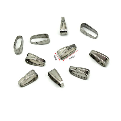 50Pcs Stainless Steel Pendant Clips Pinch Bail Clasp Connectors Necklace Hooks For Jewelry Making Findings Accessories Supplies