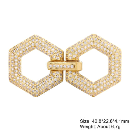 Juya DIY Copper 18K Gold Plated Pendant Connector Fastener Buttob Lock Clasps For Needlework Natural Stone Pearls Jewelry Making