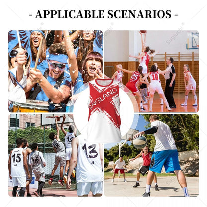 Men Basketball Sports England Flag Running Fitness Multifunction Jersey Sleeveless shirt Custom Name Nunber Exclusive