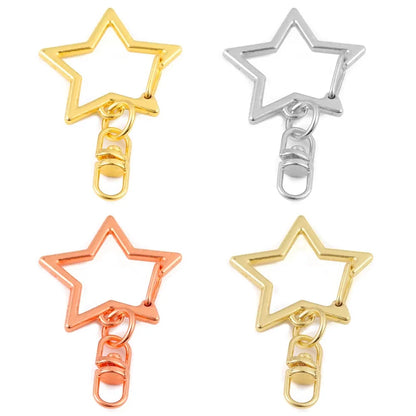 10Pcs Alloy Star Shaped Snap Keychain Lobster Claw Clasp with Hanging Buckle Jump Ring for DIY Crafts Jewelry Accessories Gift