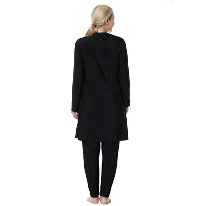 H1029 Muslim Women Fullcoverage  Long Sleeves Cover Up Burkinis Three Pieces Plus Size Swimwear Suits