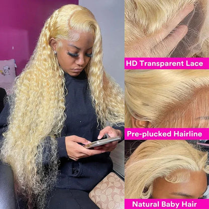 613 Curly Hd Lace Frontal Wig 13x6 Human Hair Wigs Deep Wave Human Hair Wigs Colored Lace Frontal Wigs For Women 40 Inch