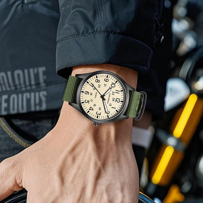 LIGE 2025 TOP NEW quartz wristwatch Arabic Watch for Men Luminous Green Nylon Luxury Leather Wrist Men Watch Montre Homme+BOX