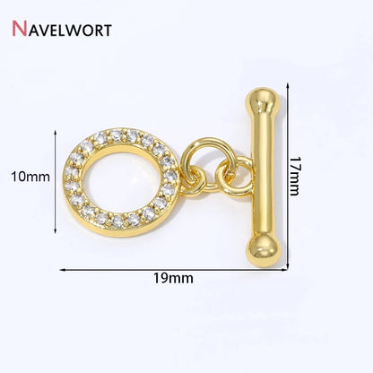 18K Gold Plated Brass Inlaid Zircon OT Clasps Connectors Toggle Clasps,for DIY Jewelry Making Necklaces Bracelets Accessories