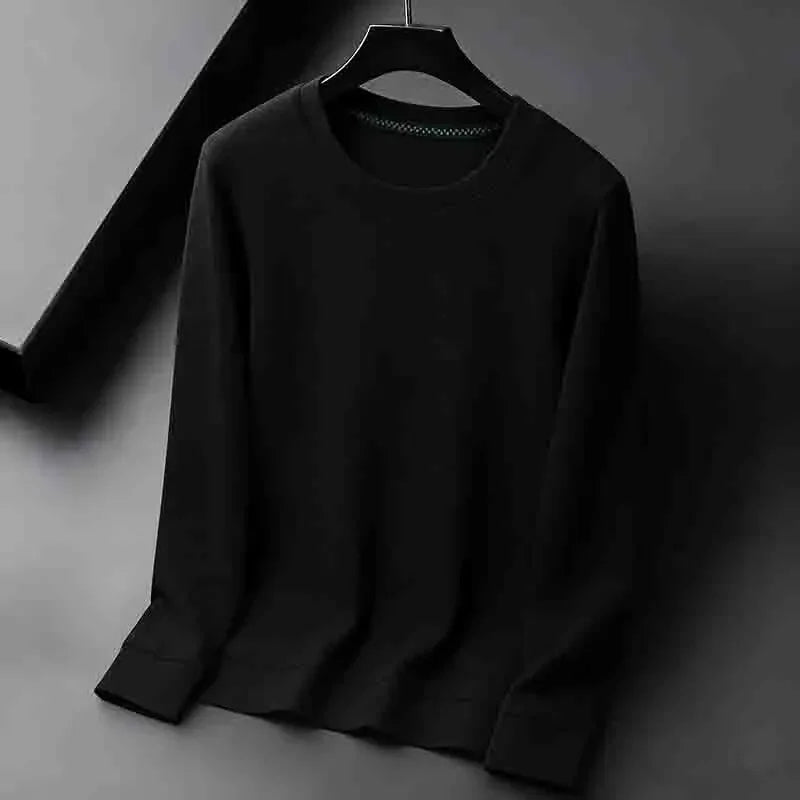 2026 New Arrival Men's Basic Solid Crew Neck Sweater Breathable Long Sleeve Knit Pullover