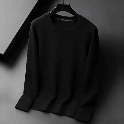 2026 New Arrival Men's Basic Solid Crew Neck Sweater Breathable Long Sleeve Knit Pullover