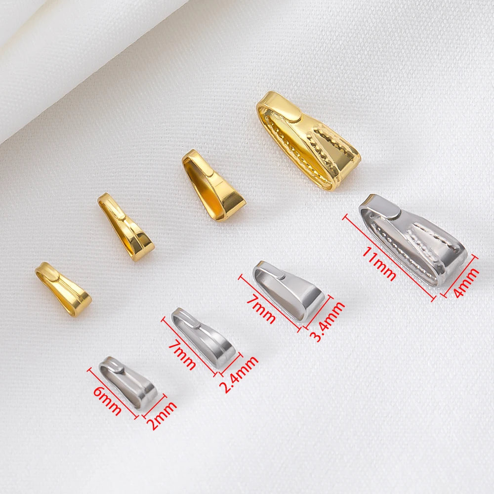 50pcs Stainless Steel Buckle Clasp Connectors for Pendants Charm Clip Pinch Bail Clasp Necklace DIY Jewelry Making Accessories