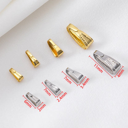50pcs Stainless Steel Buckle Clasp Connectors for Pendants Charm Clip Pinch Bail Clasp Necklace DIY Jewelry Making Accessories