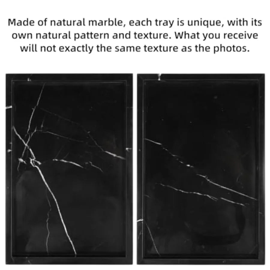 Marble Bathroom Vanity Tray, Natural Luxury Vanity Home Kitchen Bathroom Table Tray, Stone Decorative Countertop Dresser Trays
