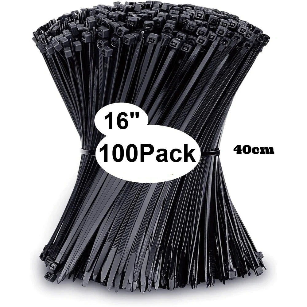 Zip Ties Assorted Sizes(4”+6”+8”+12”), 100/400 Pack Black Cable Ties UV Resistant Wire Ties