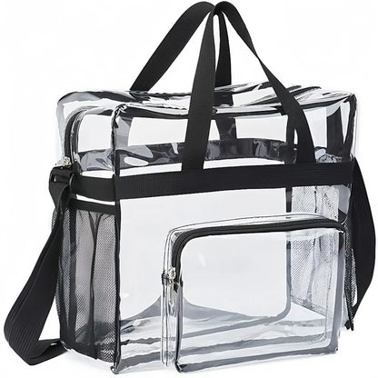Clear Tote Bag Heavy Duty Plastic Transparent Crossbody With Zipper Pockets Pass Stadium Security Fast For Women Work Concerts