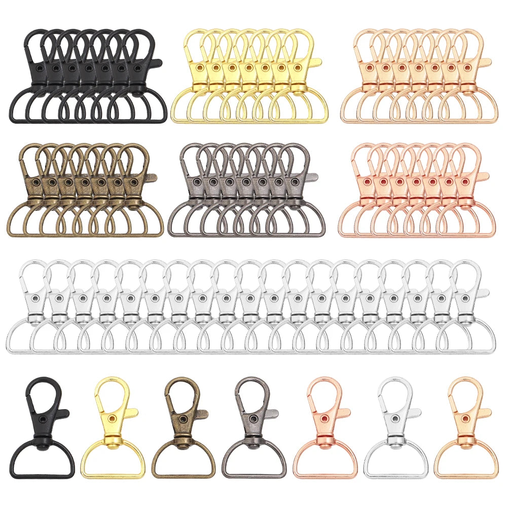 10pcs/lot Metal Swivel Clasps With D Rings Lanyard Snap Hooks Key Chain Clip Hook Lobster Claw Clasp For Keychain Jewelry Making