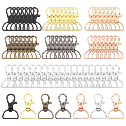 10pcs/lot Metal Swivel Clasps With D Rings Lanyard Snap Hooks Key Chain Clip Hook Lobster Claw Clasp For Keychain Jewelry Making