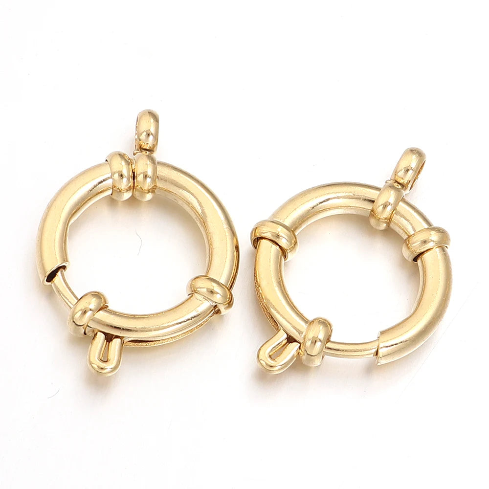 2pcs 316 Stainless Steel Sailor Clasps Round Spring Clasps Hooks For DIY Jewelry Making Bracelet Necklace End Clasps Connectors