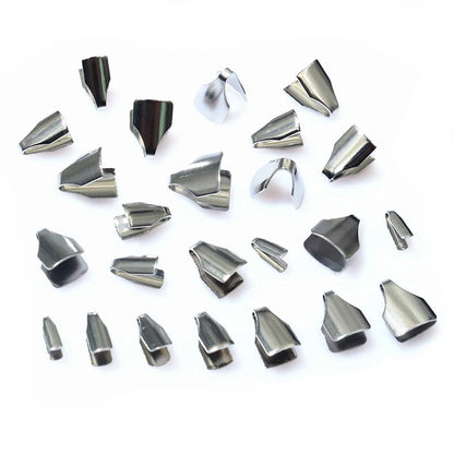 100pcs Stainless Steel 2-7mm Flat Cords Crimp End Beads Caps Clip Tip Fold for DIY Snake Chain Necklace Jewelry Making Findings