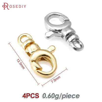 18K Gold Color Brass Rotatable Lobster Clasps Connect Clasps Jewelry Necklaces Bracelets Making Diy Findings Accessories