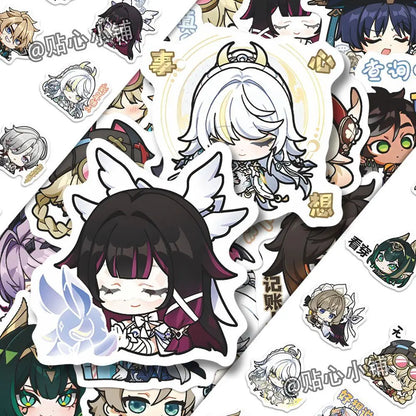 64PCS Genshin Impact Moon Maiden Anime Stickers Cartoon Graffiti Decals Helmet Skateboard Laptop Motorcycle Sticker Decor
