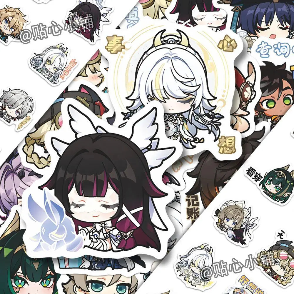 64PCS Genshin Impact Moon Maiden Anime Stickers Cartoon Graffiti Decals Helmet Skateboard Laptop Motorcycle Sticker Decor