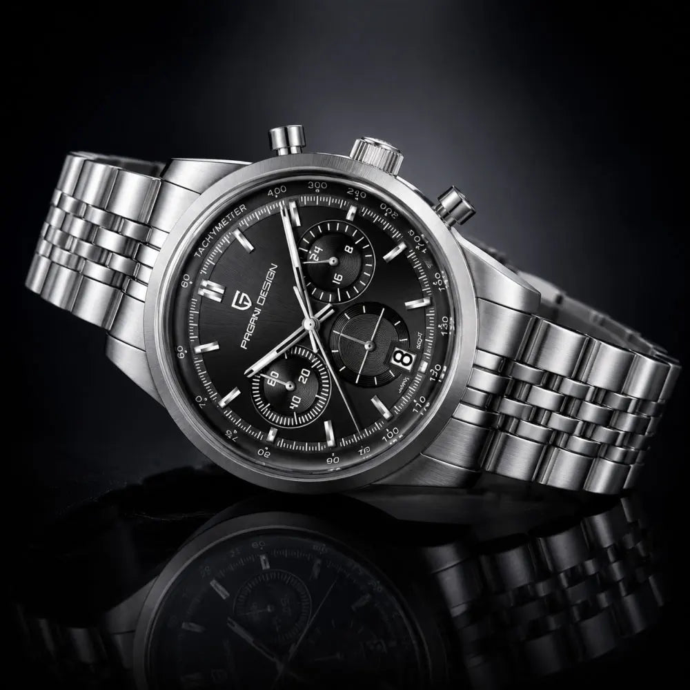 PAGANI DESIGN Men Quartz Watch VK63 Chronograph Stainless Steel Mens Wristwatch Top Brand Sapphire Glass Business Watch Man Gift