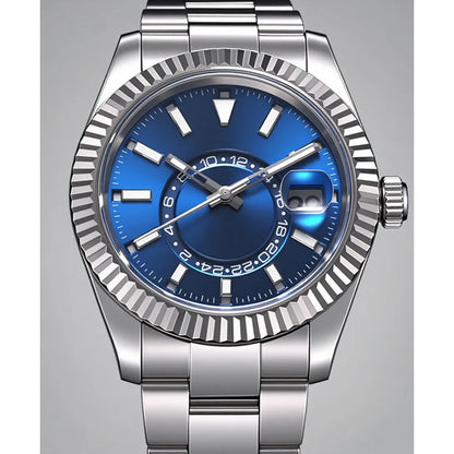 41mm Luxury Men Automatic Mechanical Movement Black Blue Gold Three Tone Luminous Waterproof Sapphire Glass Stainless Steel