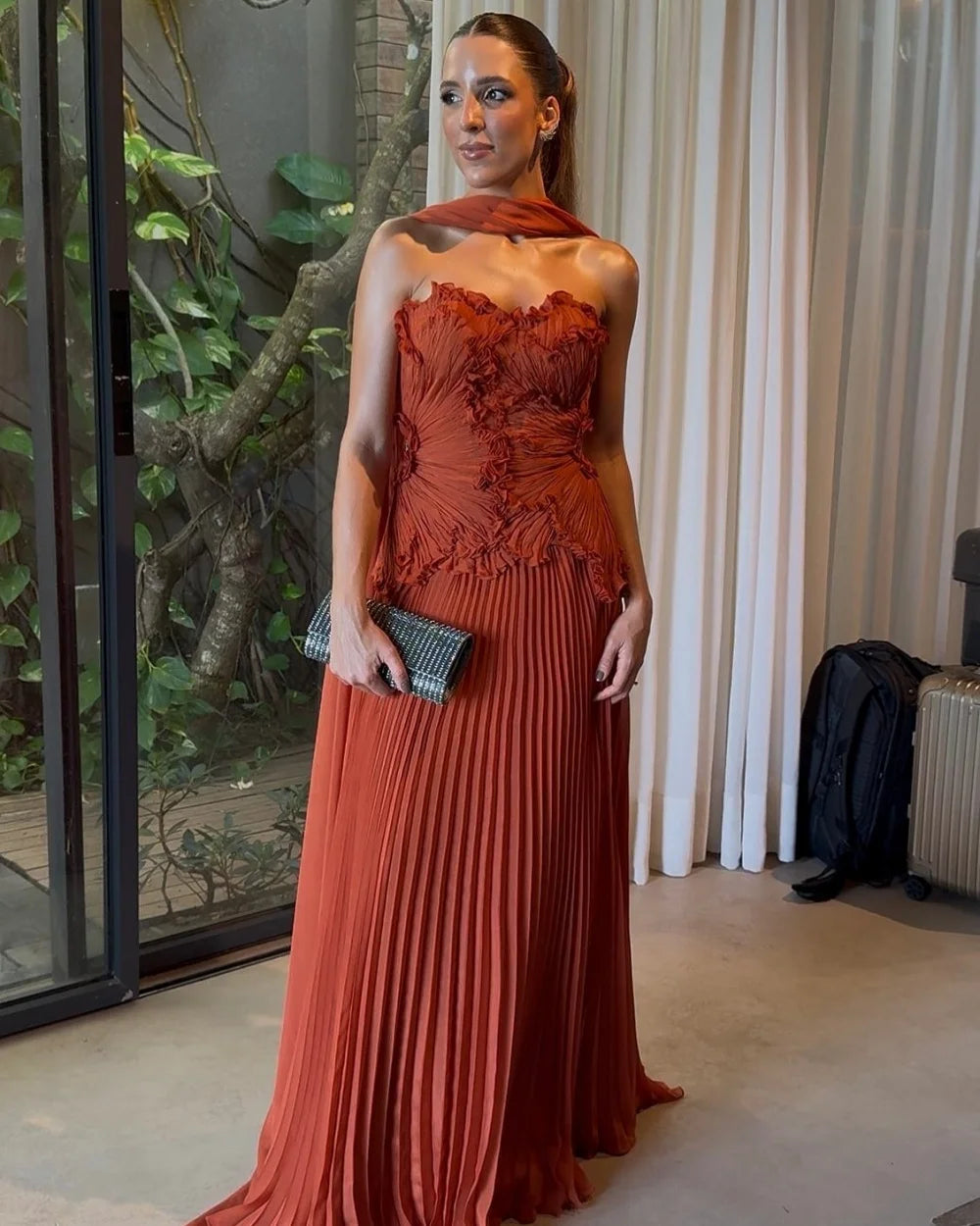 Customized Matching Classic Chiffon Ruched Pleat Straight Strapless Long Dresses Bespoke Occasion Dresses Sizes Available Simple