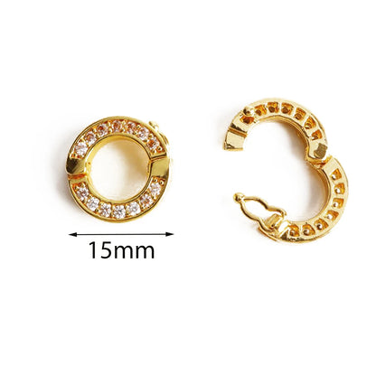 2pcs Round Connector Buckles Pearl Clasps Fasteners With Zircon Keyrings  For DIY Bracelet Necklace Keychain Making Accessories