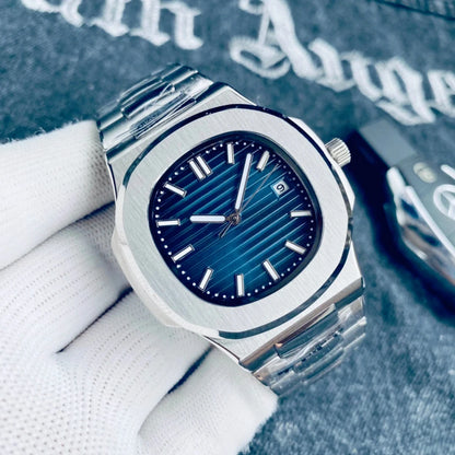 Customized Logo/Name Premium Luxury Men Automatic Mechanical Watches Special Bezel Shape Luminous Dial Stainless Steel Strap