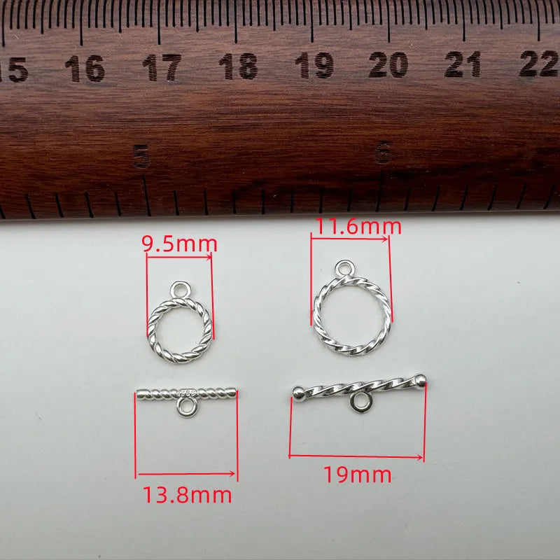 1Set S925 Sterling Silver Hemp Rope OT Clasp Silver Jewelry Accessories Handmade Necklace Bracelet Clasp