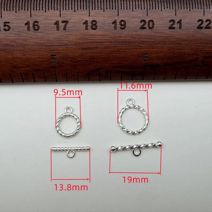 1Set S925 Sterling Silver Hemp Rope OT Clasp Silver Jewelry Accessories Handmade Necklace Bracelet Clasp