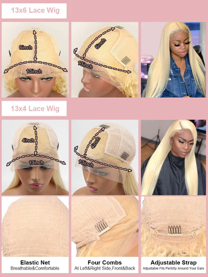 40 Inch Honey Blonde 613 Loose Deep Wave 13x6 HD Lace Front Wig Brazilian Human Hair 13x4 Curly Wig Pre Plucked For Black Women