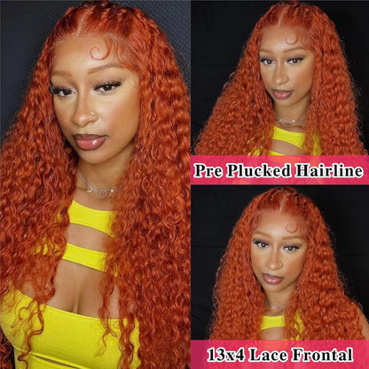 Ginger Deep Wave Lace Front Wigs Human Hair 30 Inch Wigs Human Hair 13x4 250% Density HD Lace Front Wigs Human Hair Black Women