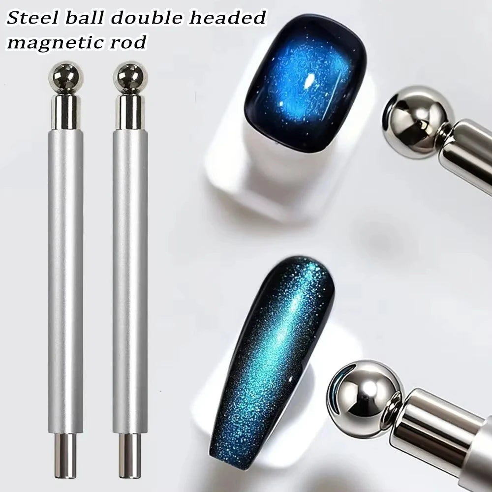 1Pcs Round Steel Magnetic Ball Double-Headed Thickened Cat-Eye Magnetic Stick Cylindrical French Magnet Pen Cat Eye Magnet Tool