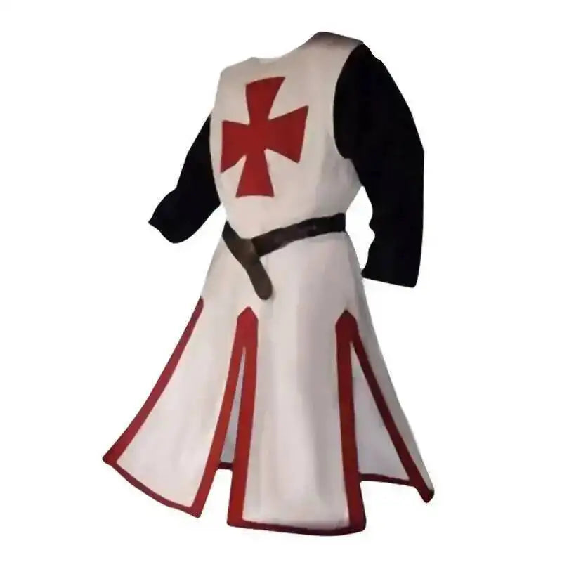 Medieval S-4XL Crusader Mens Knights Templar Tunic Cosplay Costumes Renaissance Halloween Surcoat Warrior Black Plague Cloak Top
