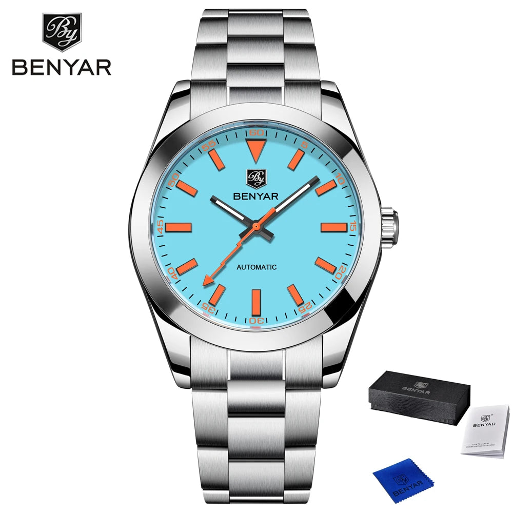 2026 New BENYAR Men's Watches Top Luxury Automatic Watch For Men Mechanical Wristwatch Stainless Steel Waterproof Luminous Gift