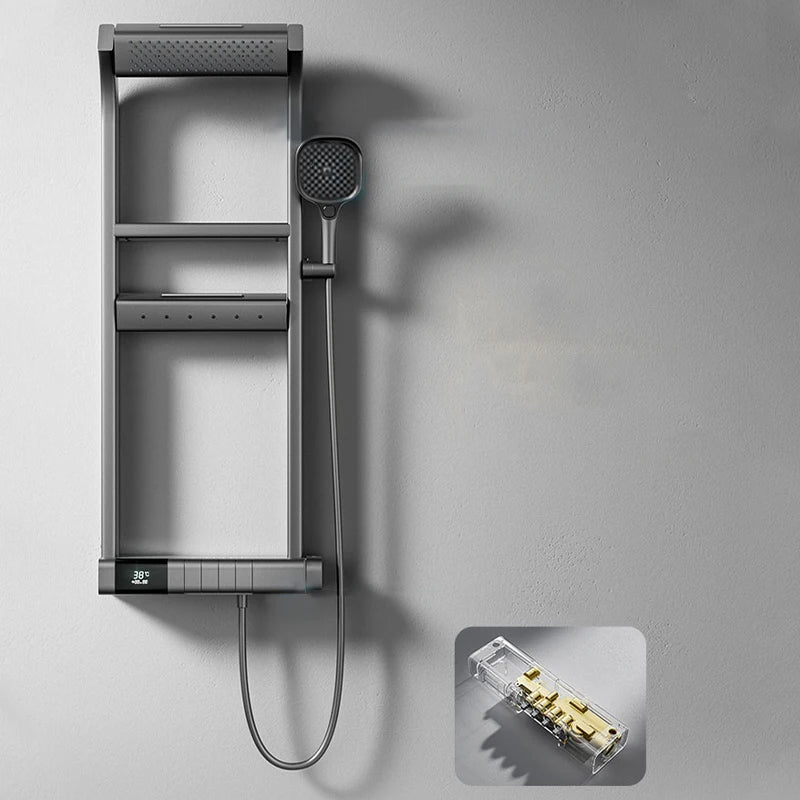 New Arrival Luxury Modern Single Handle Shower System Polished Chrome Thermostatic Faucets Rain Soft Jet Single Lever Ceramic