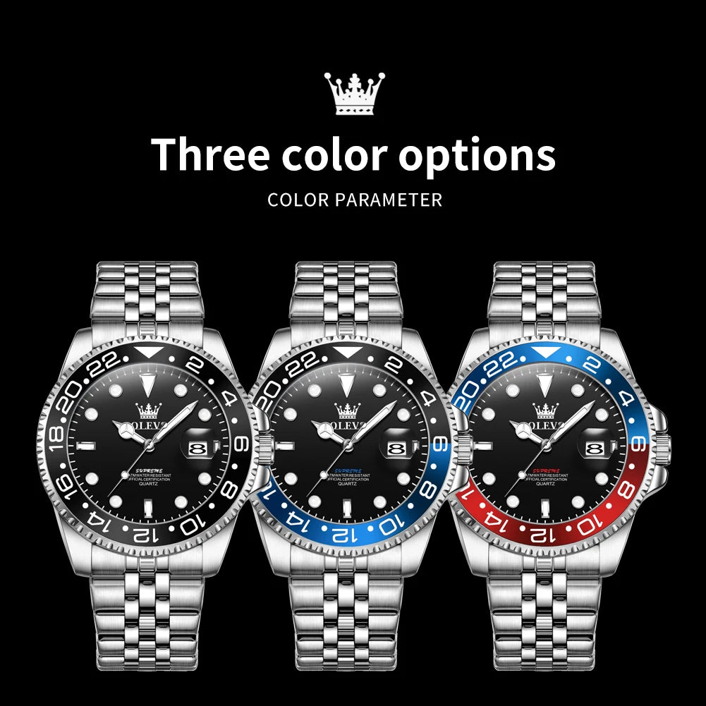 OLEVS 5657 Original Brand Men's Watch Business Dress Wristwatch  Waterproof Calendar Moon phase Quartz Watch Men