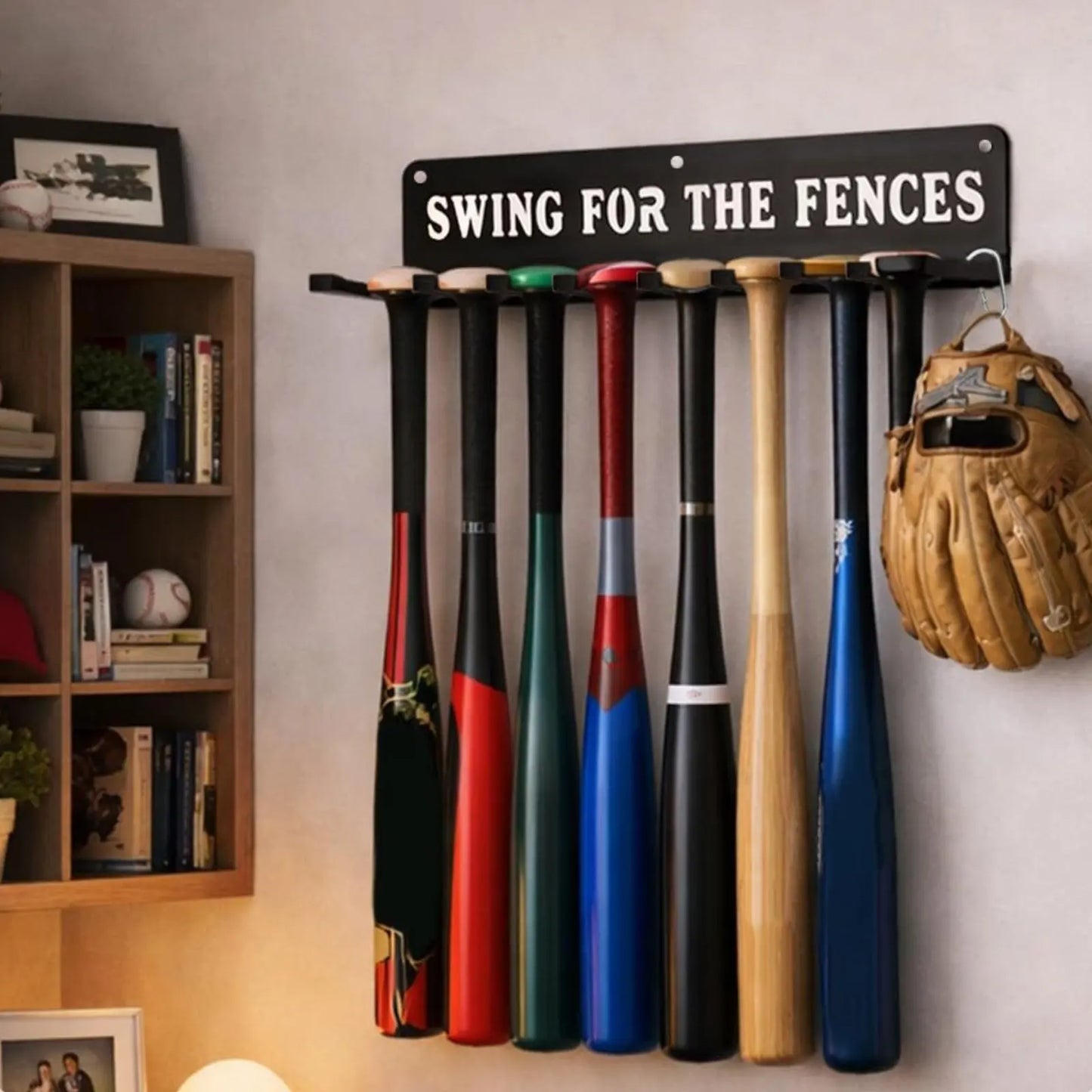 14 Bats 14 Sports Equipment Storage Rack Carabiner Hook Wall Mount Sports Equipment Rack Metal Construction Space Saving