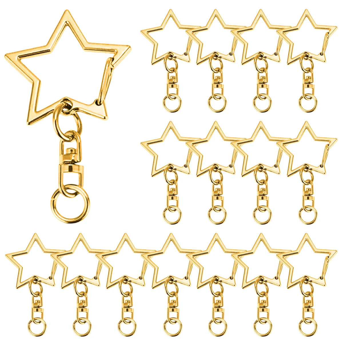 15/25/40 Set Star Shaped Rotating Spring Keychain, Suitable For  Keychain Lanyard, DIY Crafts, Holiday Gift, Bag Decorations