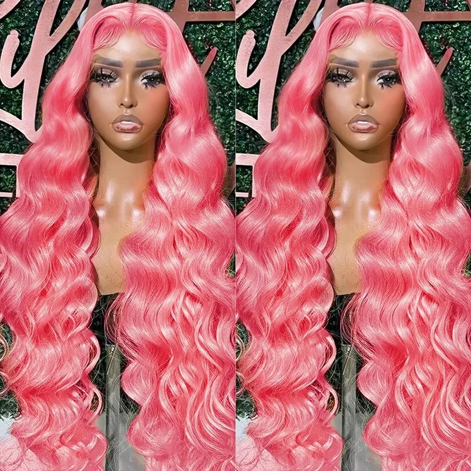 13x4 Body Wave Light Pink Lace Front Wig Brazilian Human Hair Wigs Colored Wig 13x6 Transparent HD Lace Frontal Wigs For Women