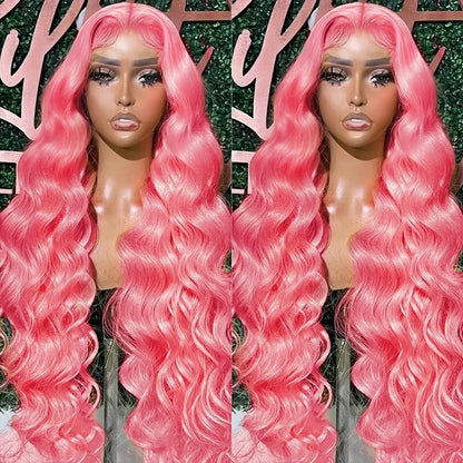 13x4 Body Wave Light Pink Lace Front Wig Brazilian Human Hair Wigs Colored Wig 13x6 Transparent HD Lace Frontal Wigs For Women