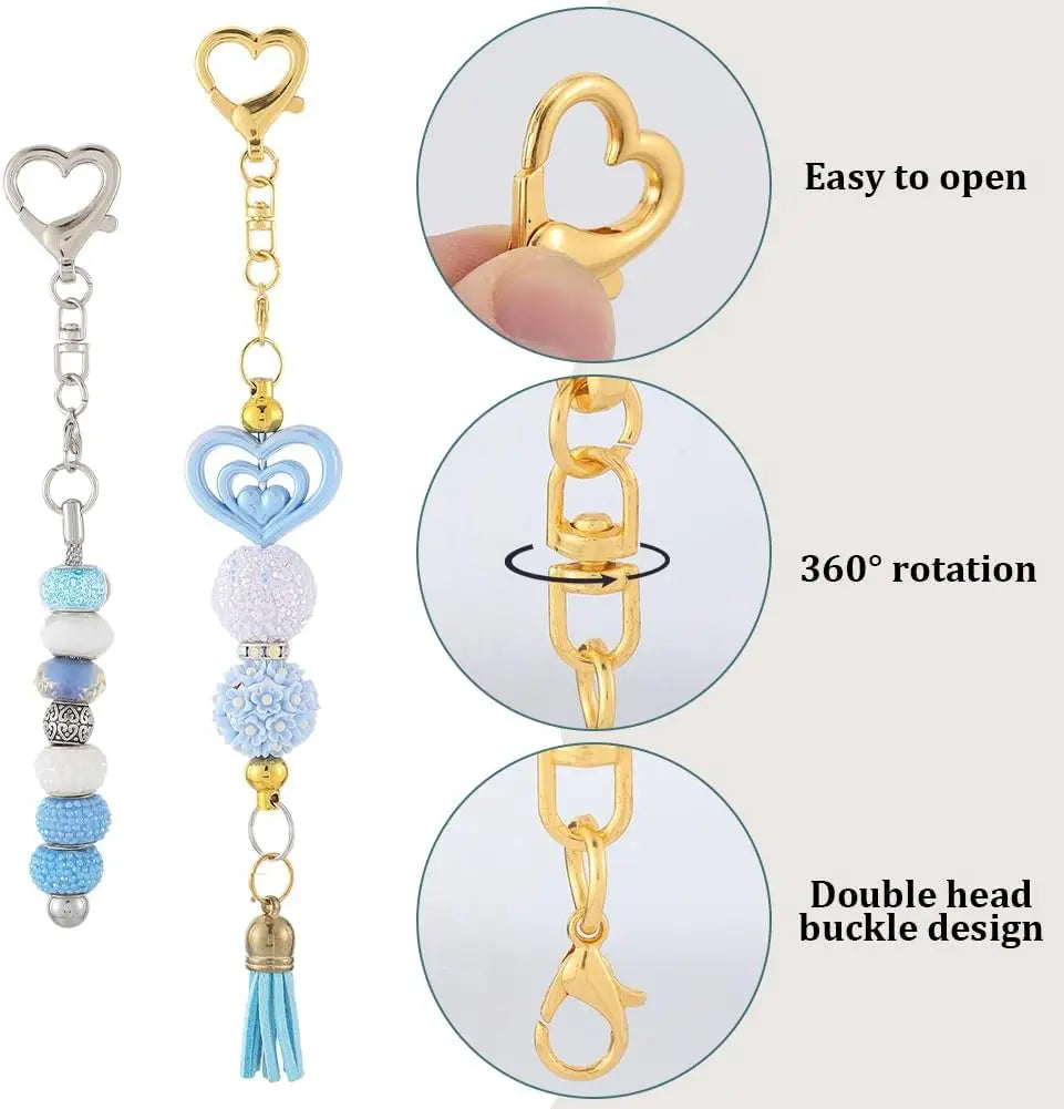 5/15/30Pcs Heart Shaped Swivel Clasp Spring Hanging Lobster Claw Snap Hook Clip Key Chains Findings for DIY Jewelry Making Craft