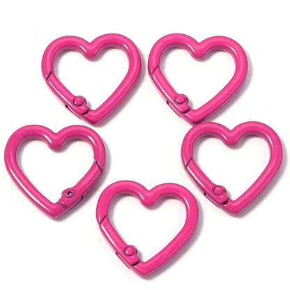 5pcs Alloy Heart Spring Clasps Snap Hooks Carabiner Keychain Clips Dolls/Label Connector For Jewelry Making DIY Accessories