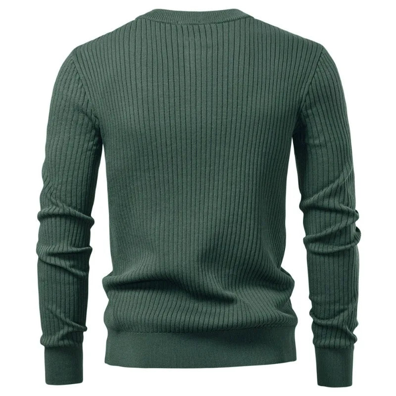 UNITIM Man Knitted T-shirt Simple Solid Color Round Neck Male Top Slim Comfortable Long Sleeve Casual Versatile Men Polo Shirt