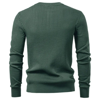 UNITIM Man Knitted T-shirt Simple Solid Color Round Neck Male Top Slim Comfortable Long Sleeve Casual Versatile Men Polo Shirt