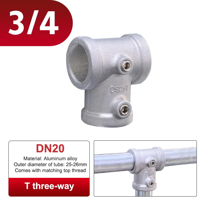 Aluminum Alloy Connector Elbow Tee Base Flat Three-dimensional Fitting Connection Fastener 20/25mm Steel Tube Shelf Parts