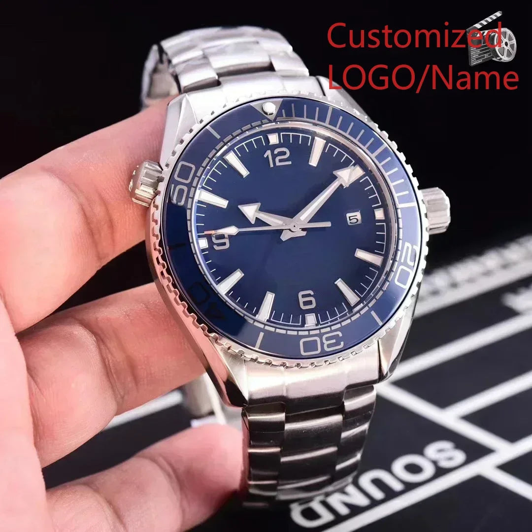 A11 Store Customized Watch  Men Case Relogio Masculino Mechanical Watch Ocean Universe Steel Black Blue Ceramic